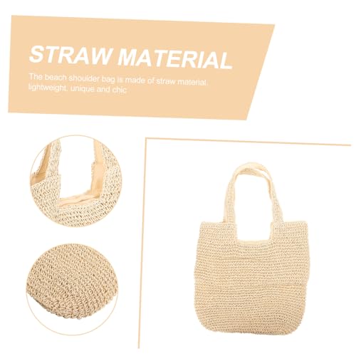 PACKOVE Leichte Strohtasche Damen Sommer Strandtasche Schultertasche Geflochtene Tote Bag für Urlaub Einkaufen Freizeit Alltag von PACKOVE