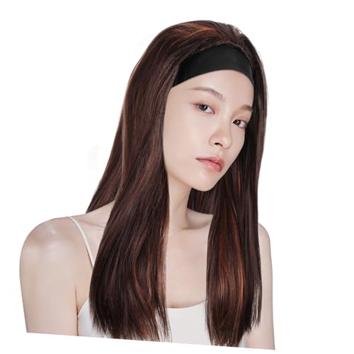PACKOVE Long Gerade Headband Perücke Damen Hitzebeständiges Synthetikhaar Flexibel Stylbar Natürliches Aussehen Einfache Handhabung Für Alltag Party Cosplay Schwarz-mix von PACKOVE