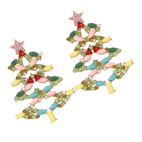 PACKOVE Luxuriöse Bunte Edelstein Weihnachtsbaum Ohrringe Weihnachtsanhänger für Frauen Festliche Vielseitige Xmas Baum Ohrstecker Eleganter Schmuck für Feiertage und Alltag von PACKOVE