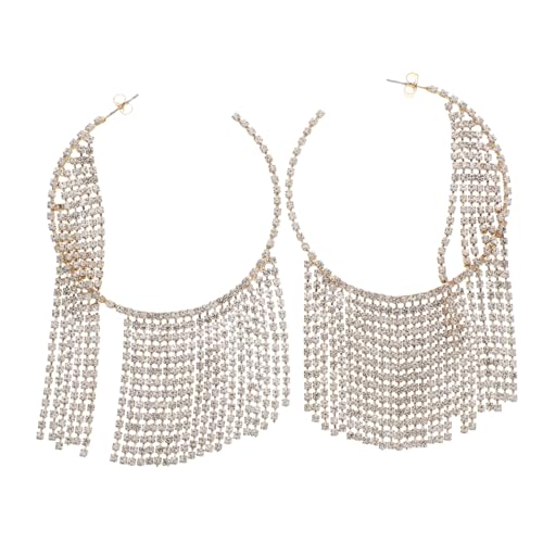 PACKOVE Runde Ohrringe Mit Baumelnden Strass-quasten Lange Baumelnde Creolen Für Frauen Hochzeitsschmuck Für Besondere Anlässe von PACKOVE