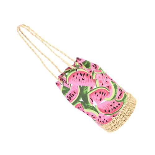 PACKOVE Luxuriöse Strohtasche Für Damen Wassermelonenmuster Quaste Schultertasche Große Strandtasche Für Den Täglichen Gebrauch von PACKOVE