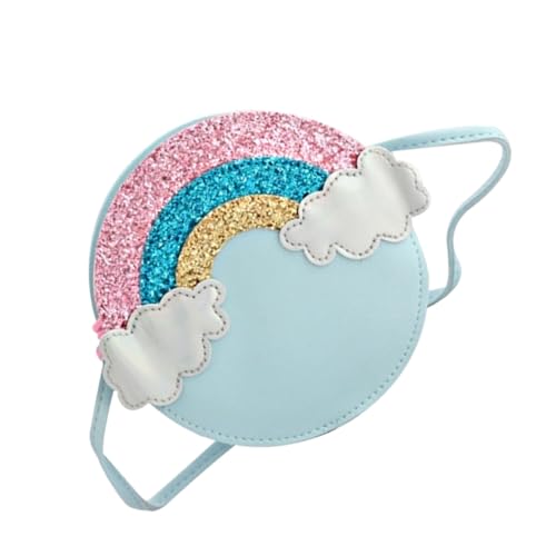 PACKOVE Mädchen Umhängetasche mit Regenbogen dekor Kleine Crossbody Bag als Modische Aufbewahrungstasche für Blau als Tanz Schul Freizeitbeutel von PACKOVE