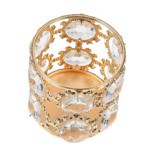 PACKOVE Crystal Makeup Brush Storage Bucket Eleganter Kosmetik Organizer Für Schreibtisch Multifunktionaler Stifthalter Aus Kristall Für Damen Und Mädchen Goldfarben von PACKOVE