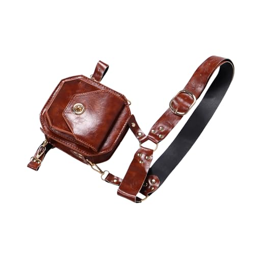 PACKOVE Medieval Renaissance Gürteltasche Verstellbarer Oberschenkelriemen PU-Kunststoff Hüfttasche Crossbody Bauchtasche Damen Festival Tasche Braun von PACKOVE