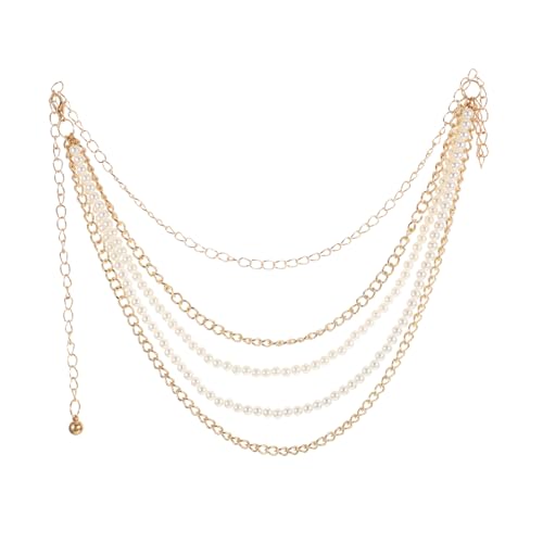 PACKOVE Mehrlagiger Taillenkettengürtel mit Verstellbarem Verschluss Handgefertigte Perlenverzierung Elegantes Design in Goldfinish Vielseitiger Hüftgürtel für Damenkleider und Hosen PACKOVE Mehrlagiger Taillenkettengürtel mit Verstellbarem Verschluss Handgefertigte Perlenverzierung Elegantes Design in Goldfinish Vielseitiger Hüftgürtel für Damenkleider und Hosen von PACKOVE