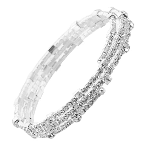 PACKOVE Mehrlagiges Funkelndes Damen Armband Strassbesetzten Metallarmbändern Elastisch und Robust für Alltag und Party Silberfarbener Armreif mit Glamourösem Design von PACKOVE