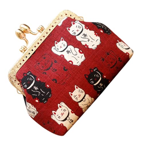 PACKOVE Münzfach für Katzen Damen Geldbörsen kleine Handtasche Canvas-Geldbörse Geldbörsen für Damen Geschenkideen für Frauen Münzgeldbörse Portemonnaie Mini Münze rot von PACKOVE