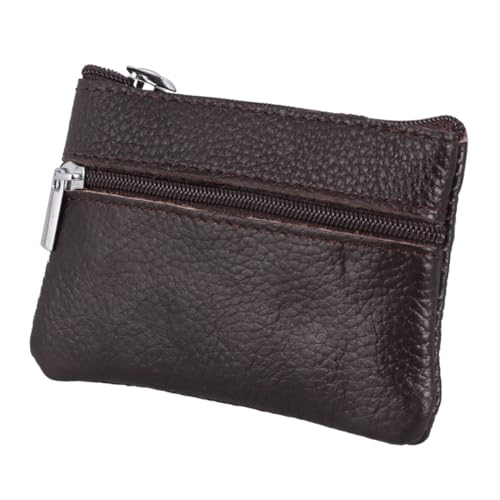 PACKOVE Mini Münzbörse Damen Kleingeldbeutel mit Reißverschluss Kleine Geldbörse Portemonnaie für Alltag Schule Shopping Braun von PACKOVE