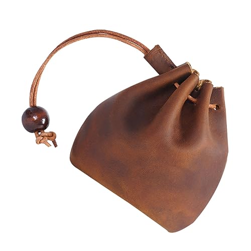 PACKOVE Mini Münzgeldbörse Vintage Kleingeldbeutel Münzbeutel für Schlüssel und Scheine Leichtes Portemonnaie Braun für Alltag Schule Shopping Arbeit von PACKOVE