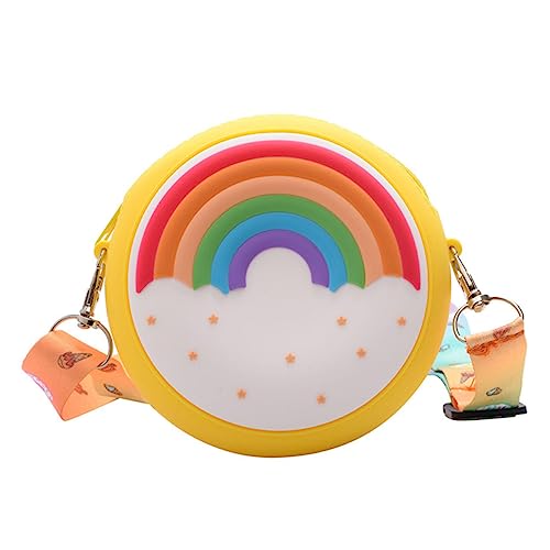PACKOVE Mini Umhängetasche Hochwertigem Silikon Niedliche Regenbogen Crossbody Bag für Mädchen Leichte Kleine Schultertasche mit Reißverschluss als Portemonnaie und Handytasche von PACKOVE