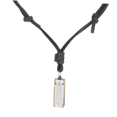 PACKOVE Miniatur Mundharmonika Anhänger Halskette Vintage Stil Kreative Schwarze Lederkette für Frauen Männer und Sicherer Spielbarer Schmuck als Geschenkidee von PACKOVE