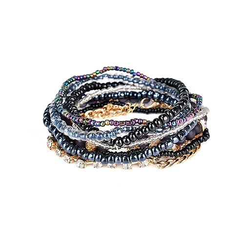 PACKOVE Multilayer Perlenarmband mit Blattanhänger Elastisches Schmuckaccessoire für Damen und Tragbar für und Freizeit von PACKOVE