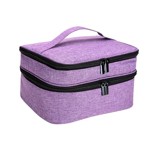 PACKOVE Nagellack Organizer Tasche Doppelschicht mit Griff Fächer Nagellack Aufbewahrungstasche aus Robustem Tragbar und Stoßfest Praktische Kosmetiktasche in Violett von PACKOVE