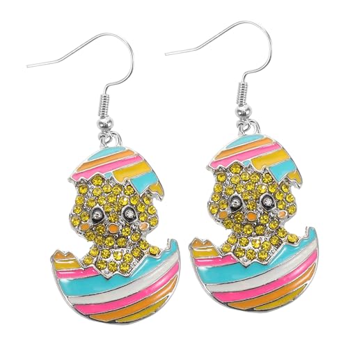 PACKOVE Niedliche Ostern Ohrringe mit Buntem Küken und Ei Design Leichte Verspielte Ohrhänger für Frauen für Feiertagsfeiern und Fröhliche Frühlingspartys von PACKOVE