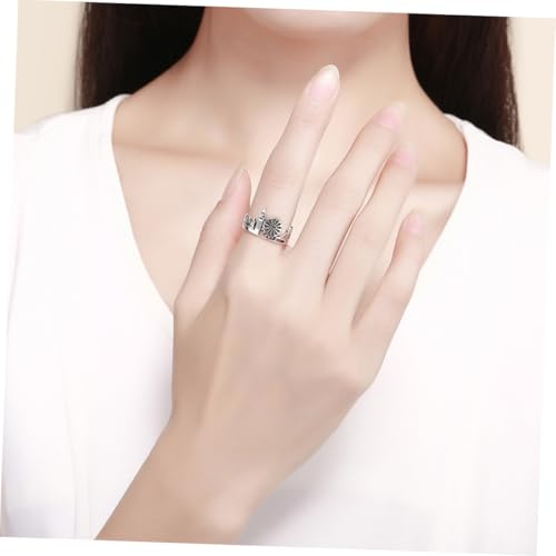 PACKOVE Offener Sterlingsilber Ring mit Stadtdesign Verstellbarer Damenring Modischer Leichter Schmuck für Alltag und Besondere Anlässe Geschenkidee für Freundinnen und Frauen von PACKOVE