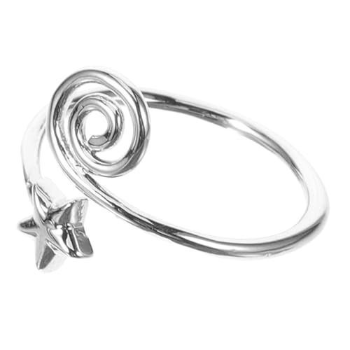 PACKOVE Offener Verstellbarer Zehenring Damen Modischer Spiral Draht Stern Schmuck Vintage Fußschmuck für Sommer Strand Eleganter Flexibler Toering Silberfarben von PACKOVE