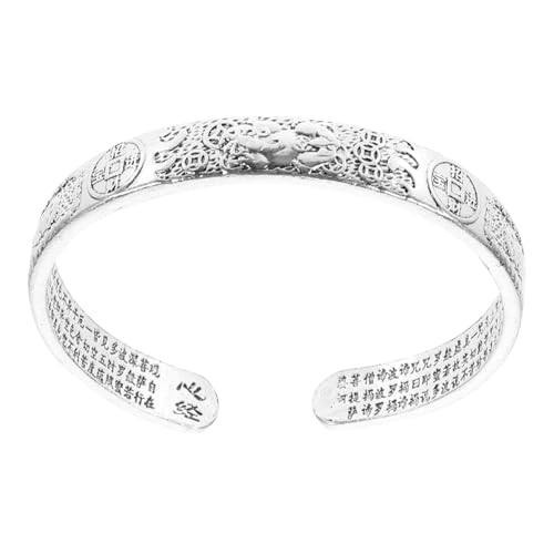 PACKOVE Offenes Thai Silber Armband mit Chinesischer Glücksbronze und Buddhistischen Segenszeichen Herren Schmuck für Handgelenk Modisches für Männer und Frauen Geeignet für Alltag und von PACKOVE