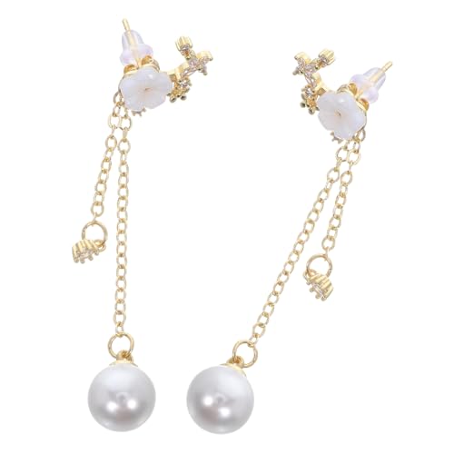 PACKOVE Blumige Quasten Ohrhänger Lange Dangle Ohrringe Für Damen Im Muschel-design Stilvolle Blumen-ohrhänger Für Partys Und Alltag in Gold von PACKOVE