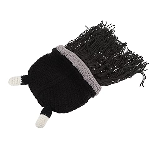 PACKOVE Ox Horn Mütze Hochwertigem Wollgarn Dekorative Kopfbedeckung mit Kurzem Bartdesign Leichte Strapazierfähige Herren Helm Mütze für Halloween und Karneval von PACKOVE