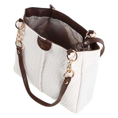 PACKOVE Handgeflochtene Damen-umhängetasche Aus Pu-material Mit Gewebtem Muster Stylische Schultertasche Mit Henkel Multifunktionale Tragetasche Für Alltag Weiß von PACKOVE