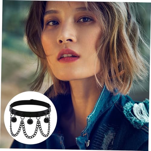 PACKOVE PU Leg Ring mit Glockenkette Elastisch Verstellbar Gothic Punk Stil Beinring Modisches Accessoire für Damen und Bühnenoutfits Schwarz von PACKOVE