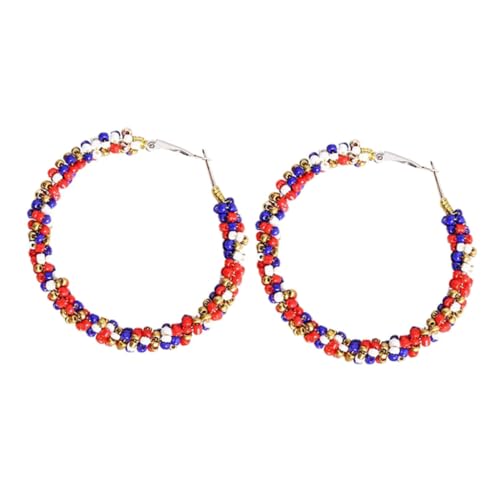 PACKOVE Patriotische Ohrringe für Damen Independence Day Ohrschmuck Leichtem Kunststoff und Zinklegierung Große Rote Blaue und Weiße Ohrhänger Komfortabel und Hautfreundlich für Partys von PACKOVE
