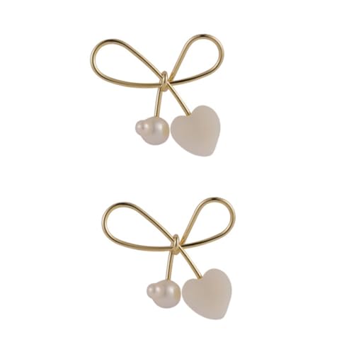PACKOVE Pearl Ohrstecker mit Herzform und Schleifen Design Kleine Leichte Damenohrringe Modischer Schmuck für Alltag Party Hochzeit und von PACKOVE