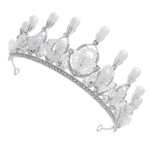 PACKOVE Pearl -Strass -Kronstirnband Barockperlen Abschlussball Kopfbedeckung Strasssteine Erwachsene Haarperlen Braut- Hochzeit Tiara Hochzeitskrone Hochzeitshaar Silver von PACKOVE