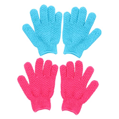 PACKOVE Peelinghandschuhe 4 Stück Tiefenreinigende Duschhandschuhe für Männer und Frauen Effektive Entfernung Abgestorbener Haut Langlebiges Material für Bad und Dusche von PACKOVE