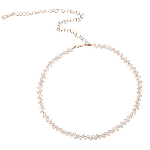 PACKOVE Perlen Taillenkette für Damen Doppelte Reihen Goldfarbene Schnur Stilvolle Weiße Perlen Verziert für Hochzeitskleider Partys Festliche Anlässe Dekorativer Hüftgürtel für Frauen von PACKOVE
