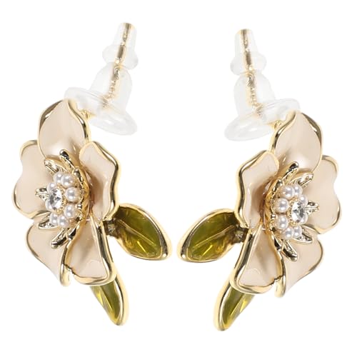 PACKOVE Perlen blumen ohrstecker Damen Ohrschmuck mit Silberstift Modische Blütenform Vielseitig Kombinierbar für Alltag und Besondere Anlässe Stilvoller Schmuck für Frauen von PACKOVE