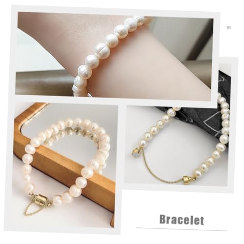 PACKOVE Perlenarmband Damen Süßwasserperlen Schmuck Armband mit Rundem Design Schlichtes Elegantes Armband für Frauen Geschenk für Freundinnen Töchter Mütter Alltags Partyaccessoire von PACKOVE