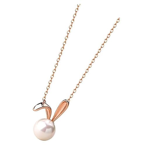 PACKOVE Perlenkette Damen mit Niedlichem Hasen Anhänger Zartes Alloy Schmuckstück Halskette für Geburtstag Muttertag Ostern und Besondere Anlässe Geschenkidee von PACKOVE