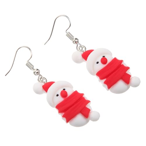 PACKOVE Personalisierte Schneemann Ohrringe Polymer Clay Ohrschmuck für Mädchen Weihnachtliche Rote Cartoon Ohrstecker und Auffällig für Party und Alltag von PACKOVE