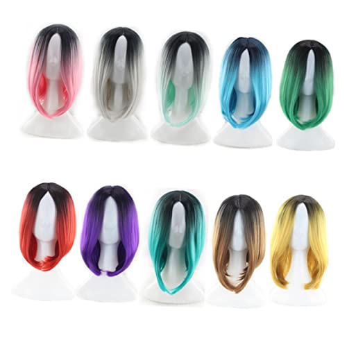 PACKOVE Bob-perücke Damen Farbverlaufs Bob-haar Cosplay-perücke Aus Kunsthaar Kurze Glatte Perücken Spitze Farbverlauf Für Alltag Partys Kostüme -events Halloween Cosplay Andere von PACKOVE