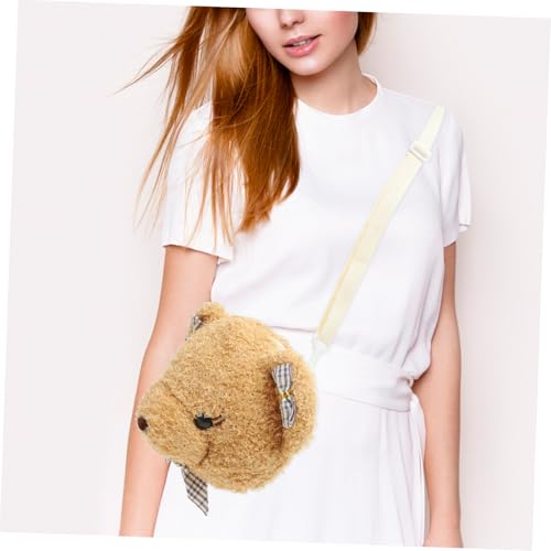 PACKOVE Plüsch Bär Umhängetasche Damen Kuschelig Sanft Multifunktional als Schultertasche und Rucksack Kleine Crossbody Bag für Handy und Geldbörse Freizeit Alltag von PACKOVE