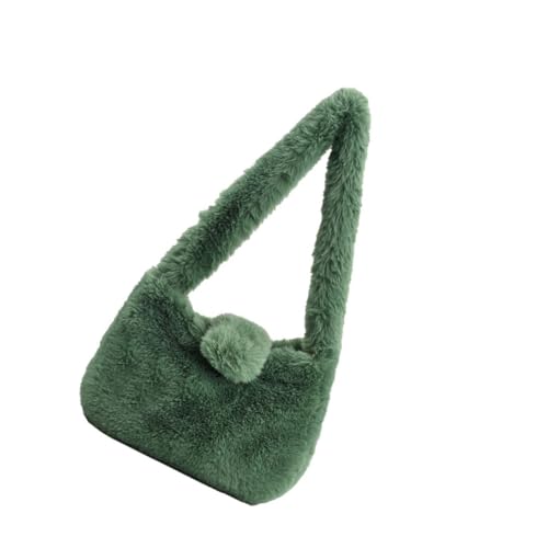 PACKOVE Plüsch Damen Schultertasche Handtasche Winter Handbag Tragbar Weiche Phone Storage Bag Grün Kuschelig Modisch für Alltag Party Shopping von PACKOVE