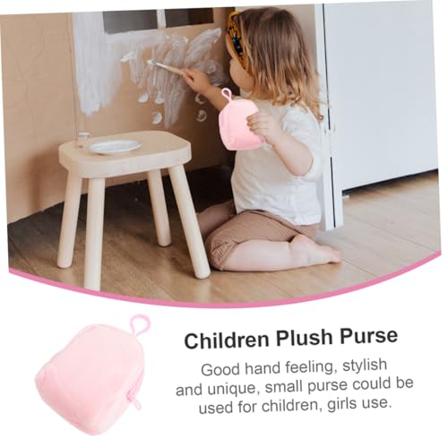 PACKOVE Plüsch Geldbörse mit Schlüsselanhänger für Mädchen Kleine Weiche Münztasche in Candy Farben Tragbare Kindertasche Niedliche Aufbewahrungstasche für Kleingeld und Kleine von PACKOVE