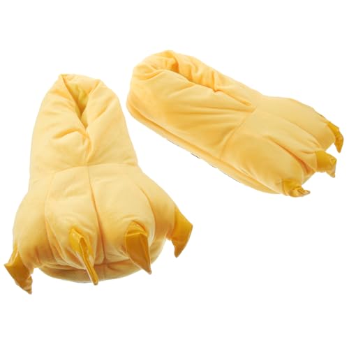PACKOVE Plüsch Hausschuhe Kuschelig Warm Winter Slipper Flauschige Fußbekleidung Cartoon Krallenform Gelb Große Für Zuhause Schlafzimmer Büro von PACKOVE