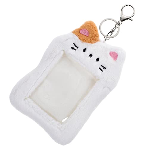 PACKOVE Plüsch Kartenhalter Katze Weiß Sichtbare Id Card Sleeve Weicher Cartoon Ausweishalter Strapazierfähiger Plüsch Schutz für Studenten und Berufstätige Leicht und Wiederverwendbar von PACKOVE