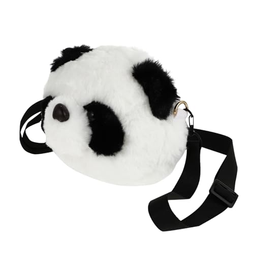 PACKOVE Plüsch Panda Umhängetasche für Damen Weiche Cartoon Schultertasche Strapazierfähige Casual Bag mit Reißverschluss Alltagstauglich für Shopping Freizeit und Partys Schwarzes von PACKOVE
