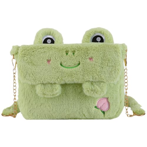 PACKOVE Plüsch Umhängetasche Plüschige Umhängetasche Dekorative Umhängetasche Plüsch-frosch-umhängetasche Frösche Kawaii Froschtasche Geldbörse Metall Flauschige Kleine Tasche Fräulein von PACKOVE