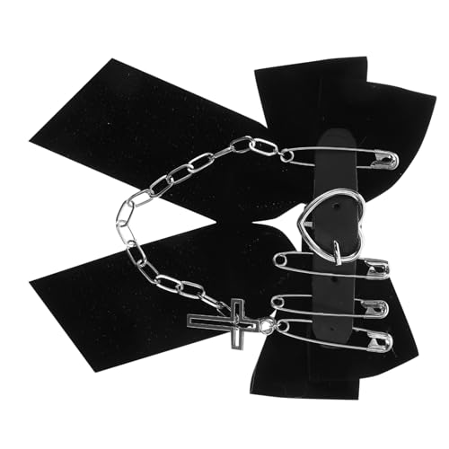PACKOVE Punk Gothic Haarschmuck Einzigartiger Haarspange Mit Kreuzketten Und Schleifen Für Frauen Halloween-gothic-accessoire Vielseitig Als Haarnadel Oder Brosche Verwendbar von PACKOVE