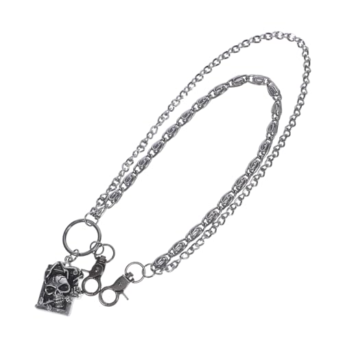PACKOVE Punk Metall Totenkopf Hosenkette Doppel Lagen Hip Hop Gürtelkette für Herren Unisex Robuste Vintage Jeans Accessoire für Alltag und Halloween von PACKOVE