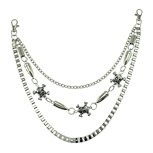 PACKOVE Punk Skull Kette für Jeans Taillenkette Dekorative Hosenkette für Herren und Damen Stilvolle Accessoires im Hip Hop Look von PACKOVE