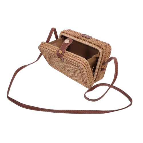 PACKOVE Rattan Umhängetasche Damen Mini Quadratisch Handgefertigt Geflochten Boho Schultertasche Crossbody Purse Leicht und Robust Vielseitig für Karten Kosmetik Schlüssel Stilvoll Sommer von PACKOVE