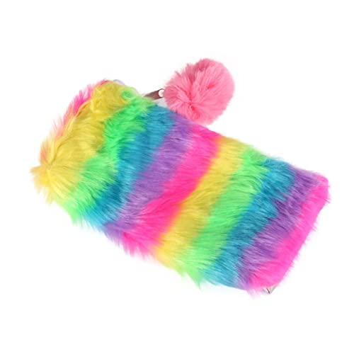 PACKOVE Federmäppchen Regenbogen ?Flauschige Kosmetiktasche Federm?ppchen Mit ?Verschluss Schminksets Für Damen ?Flauschige Federtasche Für M?dchen ?schminkbeutel Fräulein Künstlich Stift von PACKOVE