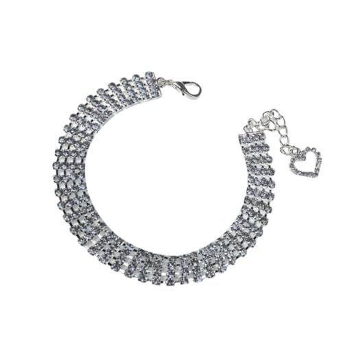 PACKOVE Reihige weiße Hundehalskette S Modischer Schmuckanhänger Strapazierfähiges Haustier Halsband mit stilvollem Motiv für Welpen und Hunde Festliche Accessoire für Fotos und Partys von PACKOVE