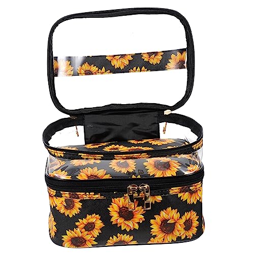 PACKOVE Reise Hautpflegetasche mit Reißverschluss Kosmetiktasche für Damen Aufbewahrungstasche mit Sonnenblumenmotiv Tragbar für Reisen und Fitnessstudio von PACKOVE