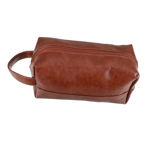 PACKOVE Reise-kulturbeutel Für Männer Aus Strapazierfähigem Pu-Leder Tragbarer Aufbewahrungs-Organizer Für Hautpflege Make-up Und Pflegeutensilien Für Reisen Und Geschäftsreisen von PACKOVE